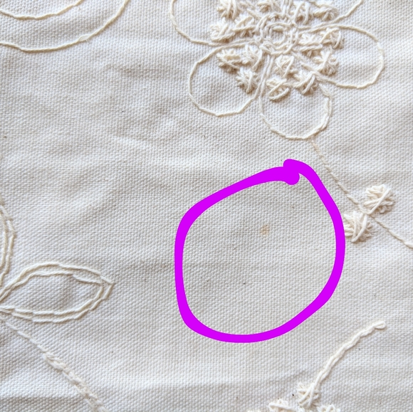 Ivory embroidered canvas decorative pillow cover - Picture 3 of 3